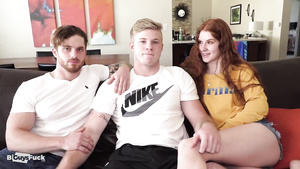 Bisexual Threesome Orgy With Young Hot Redhead And Two Gays